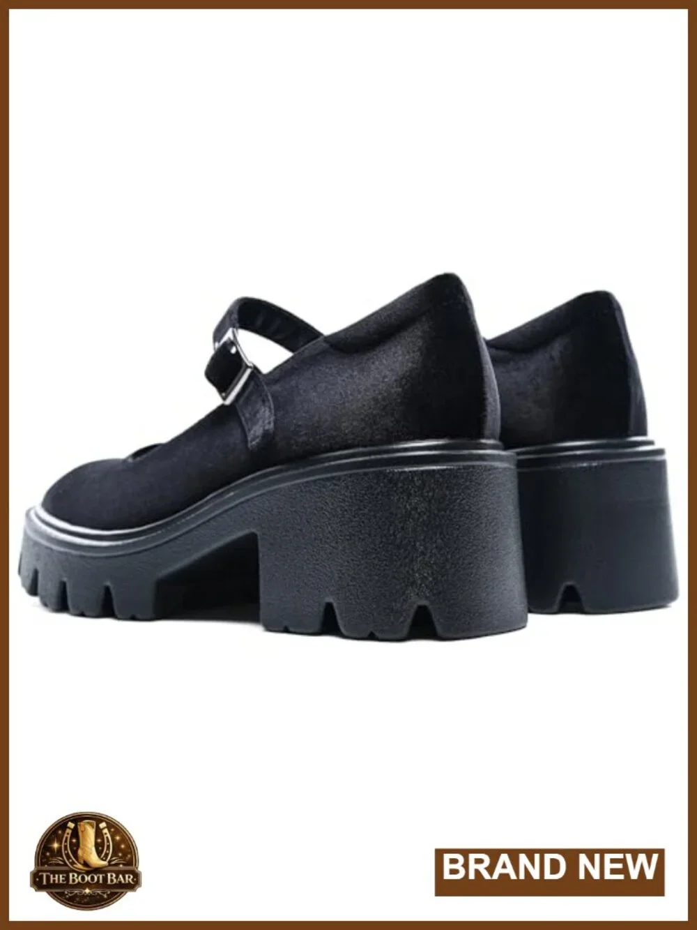 Women's Platform Mary Jane Pumps with Adjustable Ankle Strap, PU Leather Chunky